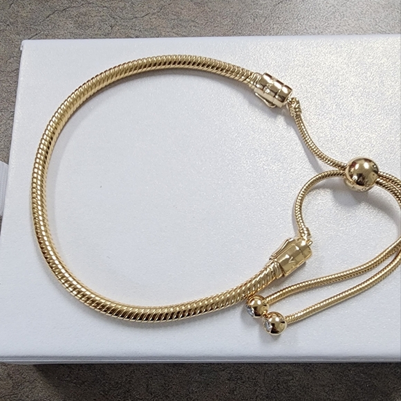 Pandora Snake Chain Slider Bracelet 14k gold plating - Picture 4 of 8